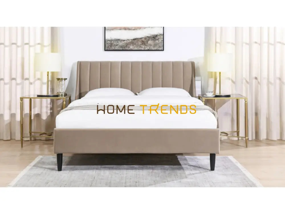 Aspen Vertical Mink Beige Tufted Modern Platform Bed