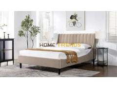 Aspen Vertical Mink Beige Tufted Modern Platform Bed