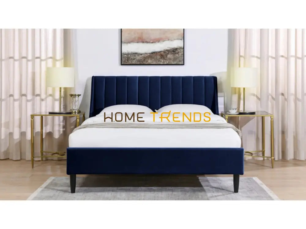 Aspen Vertical Navy Blue Tufted Modern Platform Bed