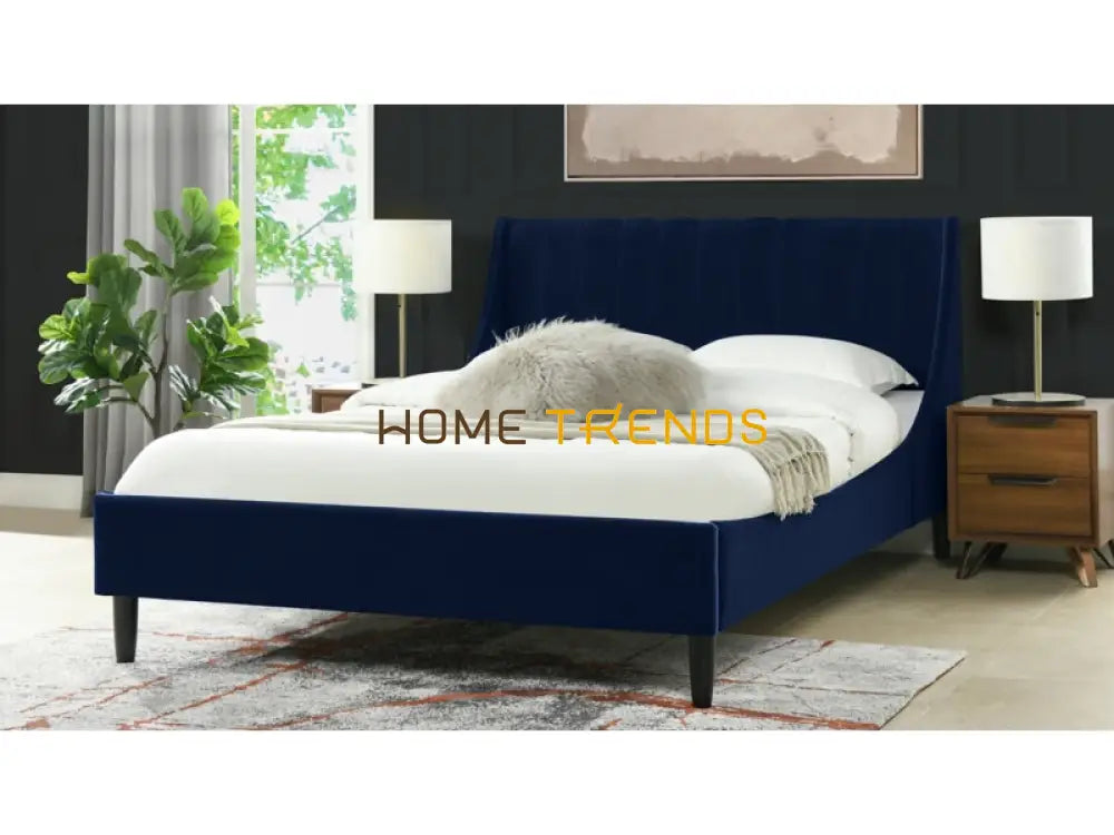 Aspen Vertical Navy Blue Tufted Modern Platform Bed