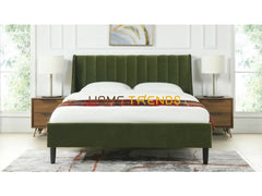 Aspen Vertical Olive Green Tufted Modern Platform Bed