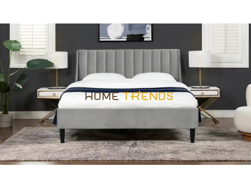 Aspen Vertical Opal Gray Tufted Modern Platform Bed