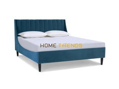 Aspen Vertical Teal Blue Tufted Modern Platform Bed