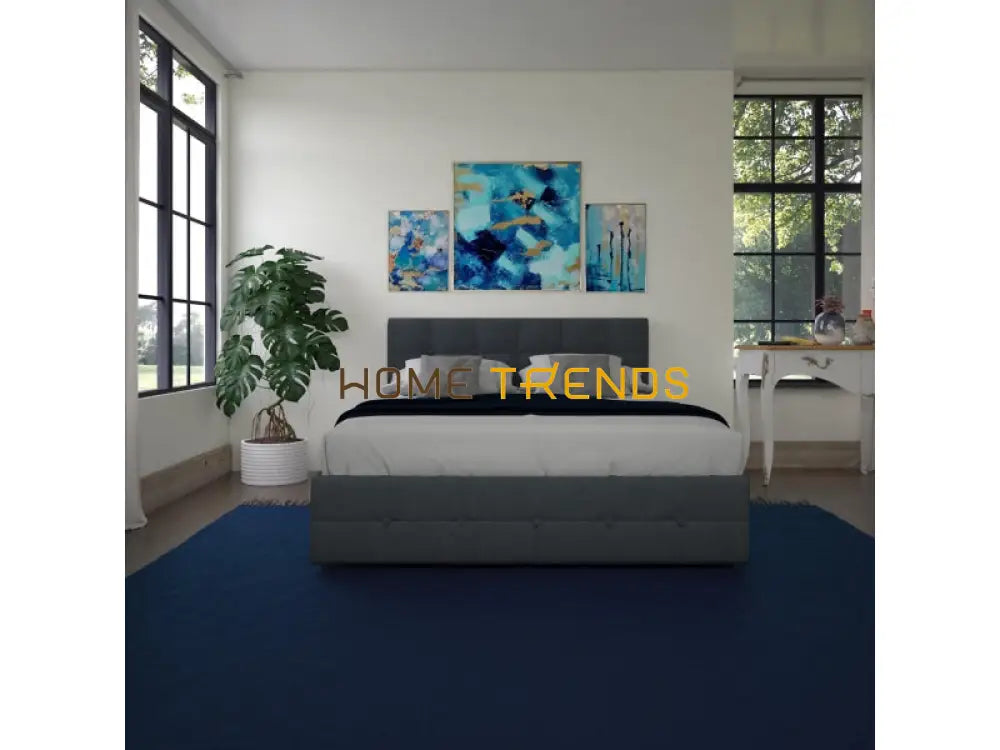 Atwater Living Ryder Blue Linen Upholstered Storage Bed