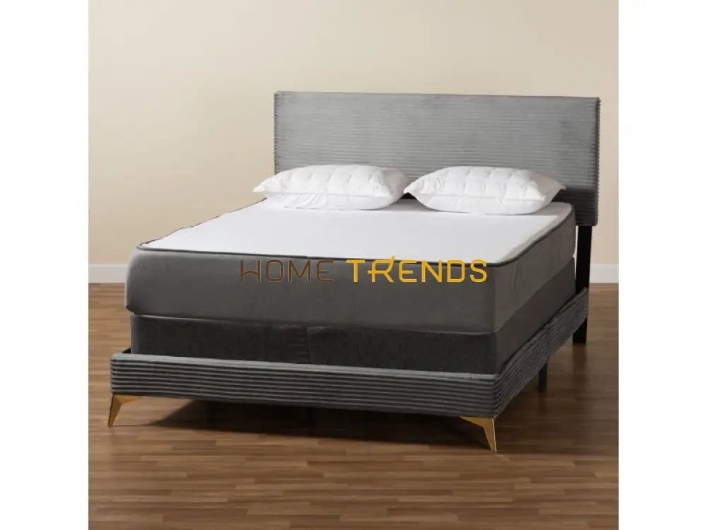 Baxton Studio Abberton Gray/Gold Velvet Panel Bed