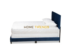 Baxton Studio Caprice Modern and Contemporary Glam Navy Blue/Black Velvet Fabric Upholstered Panel Bed