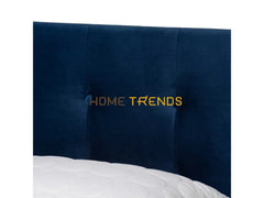 Baxton Studio Caprice Modern and Contemporary Glam Navy Blue/Black Velvet Fabric Upholstered Panel Bed