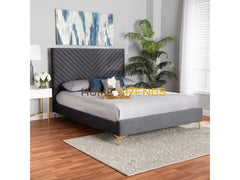 Baxton Studio Gray/Gold Fabrico Platform Bed