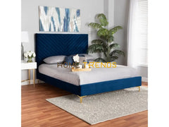 Baxton Studio Navy Blue/Gold Fabrico Platform Bed