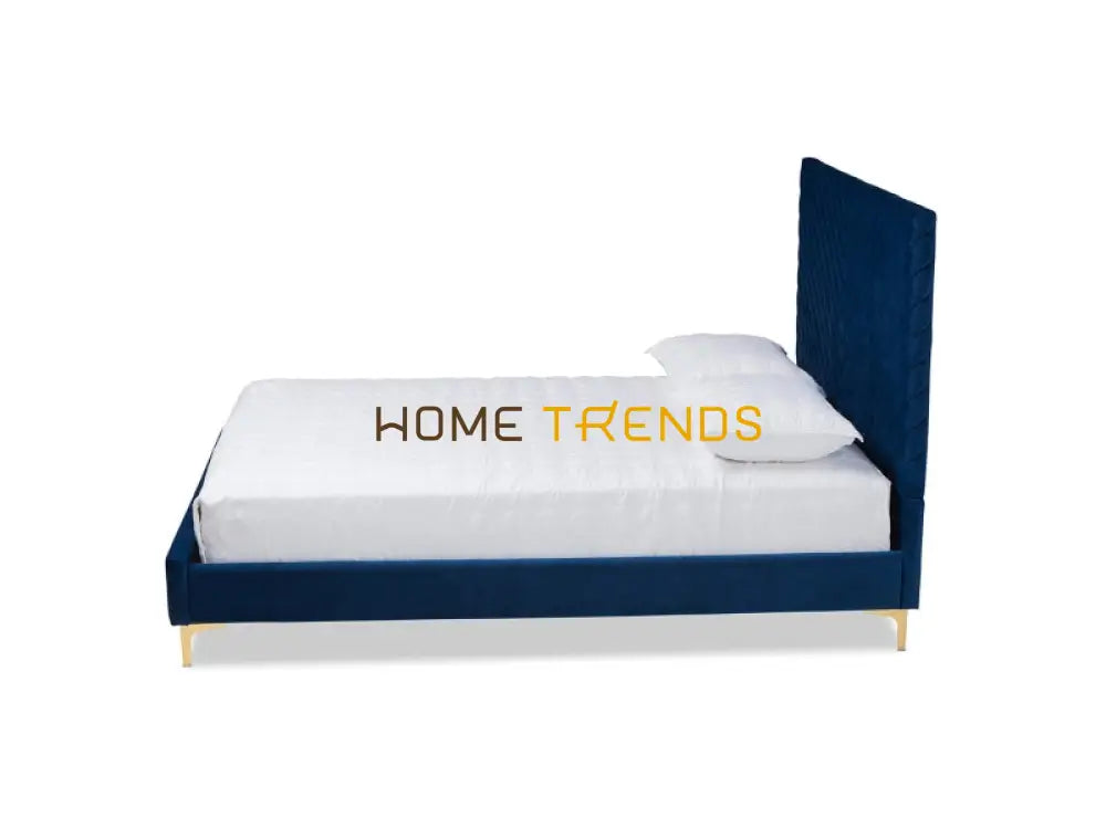 Baxton Studio Navy Blue/Gold Fabrico Platform Bed