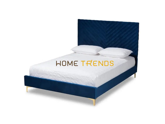 Baxton Studio Navy Blue/Gold Fabrico Platform Bed