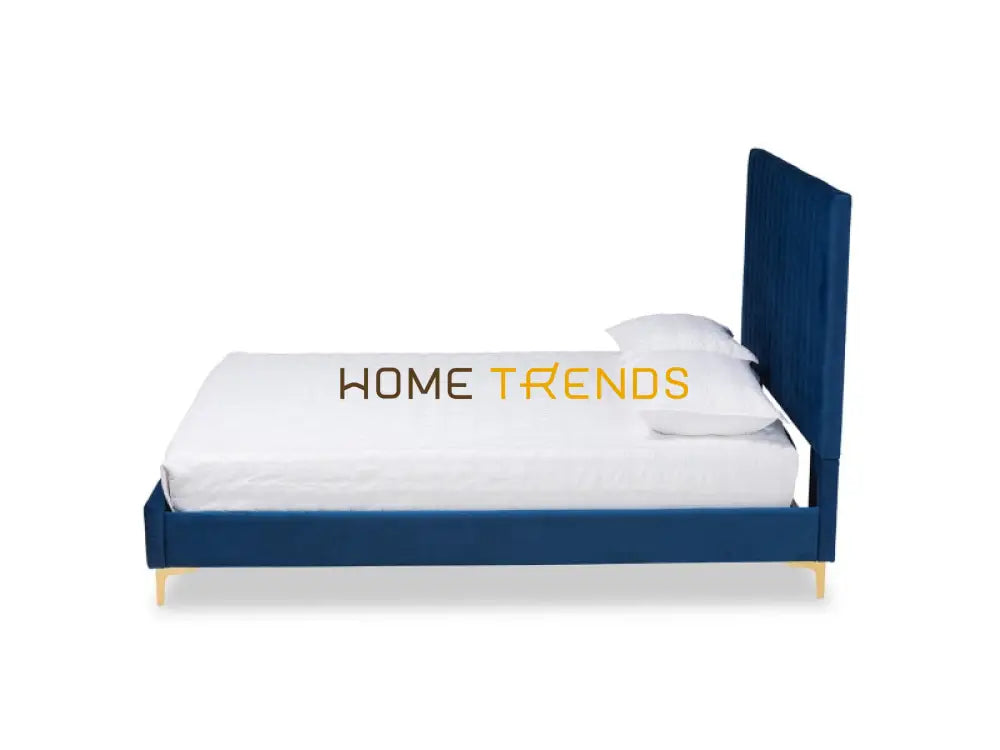 Baxton Studio Serrano Navy Blue/Gold Platform Bed