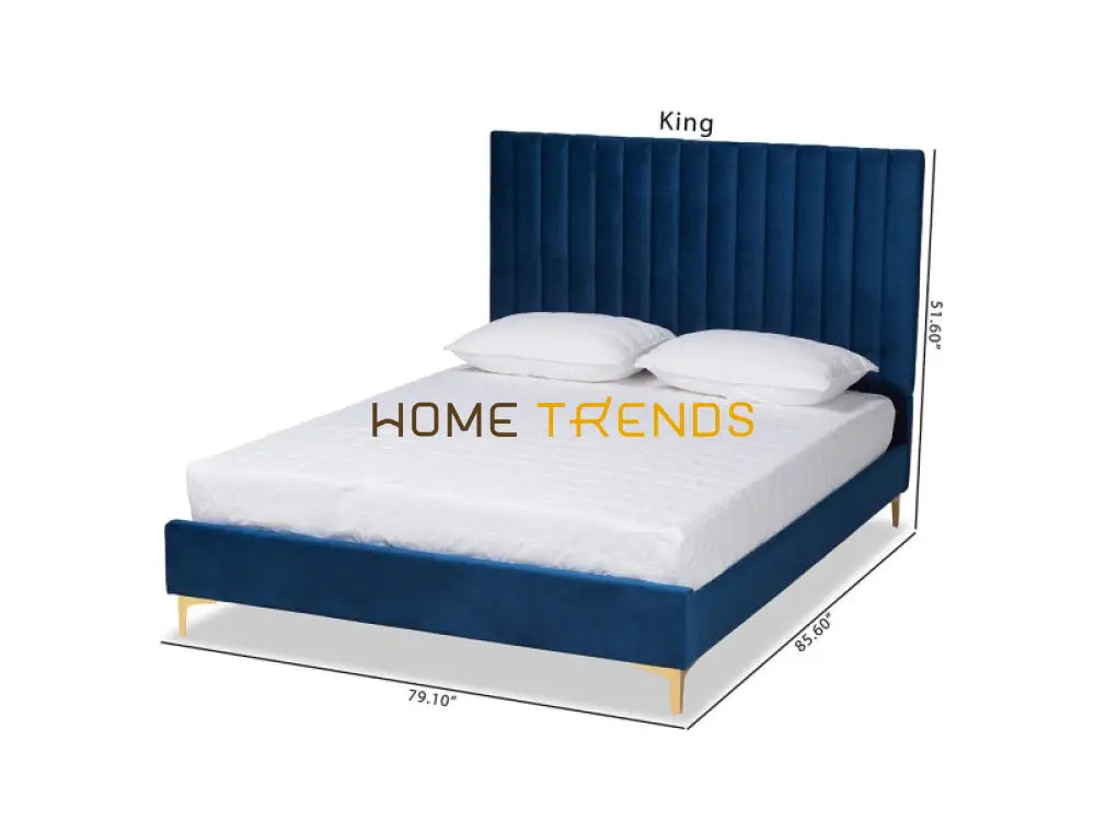 Baxton Studio Serrano Navy Blue/Gold Platform Bed