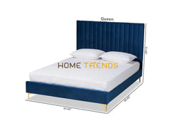 Baxton Studio Serrano Navy Blue/Gold Platform Bed