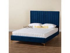 Baxton Studio Serrano Navy Blue/Gold Platform Bed