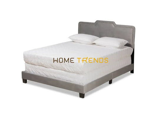 Benjen Modern and Contemporary Gray/Black Velvet Upholstered Panel Bed