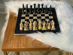 Black And Brown Onyx Large Chess Board Games