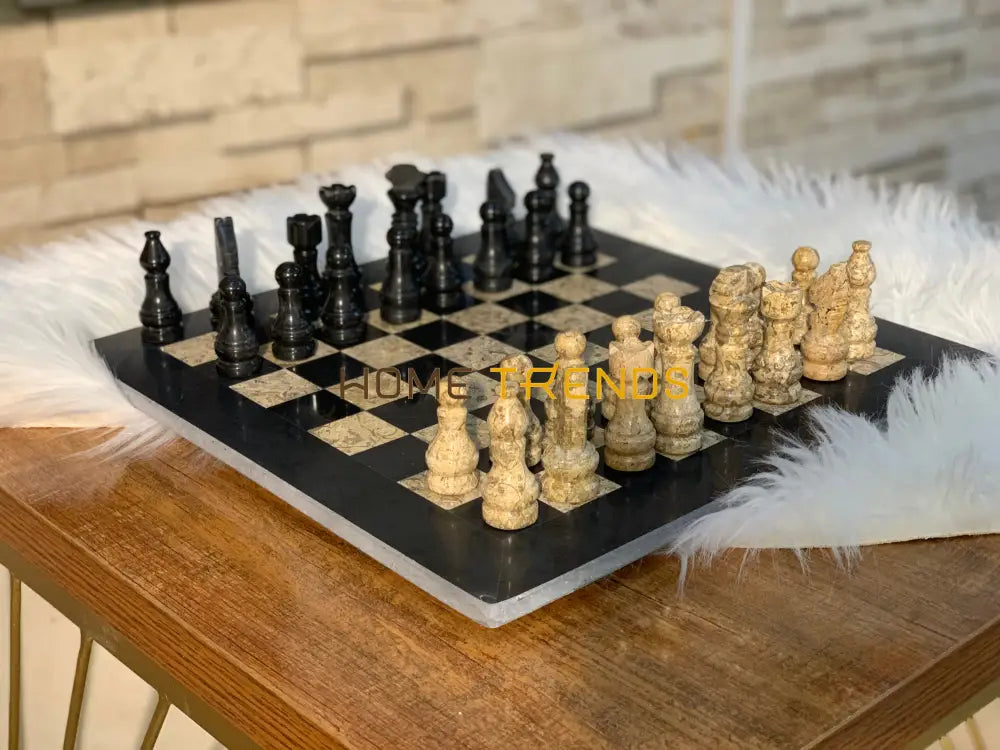 Black And Brown Onyx Large Chess Board Games