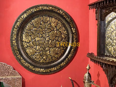 Black And Gold Brass Copper Decorative Floral 24 Wall Plate Decors