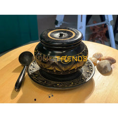 Black And Gold Nakshi Sugar Pot Pots