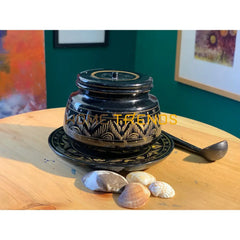 Black And Gold Nakshi Sugar Pot Pots
