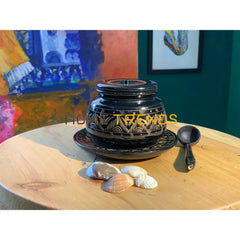 Black And Gold Nakshi Sugar Pot Pots