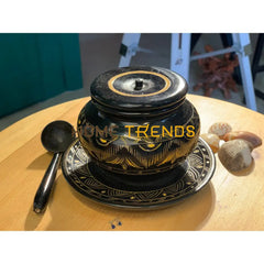 Black And Gold Nakshi Sugar Pot Pots
