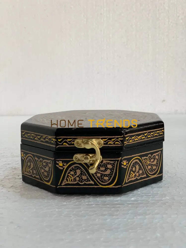Black And Gold Octagonal Large Jewelry Box Boxes