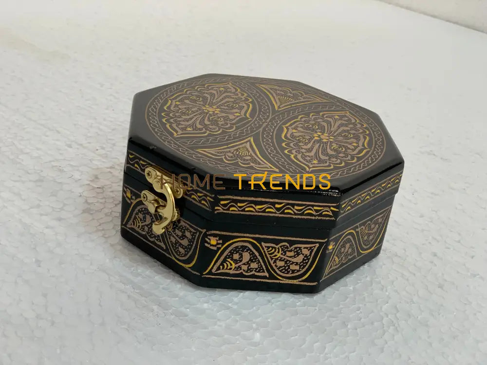Black And Gold Octagonal Small Jewelry Box Boxes