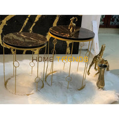 Black And Gold Round Accent Tables Set Of 2