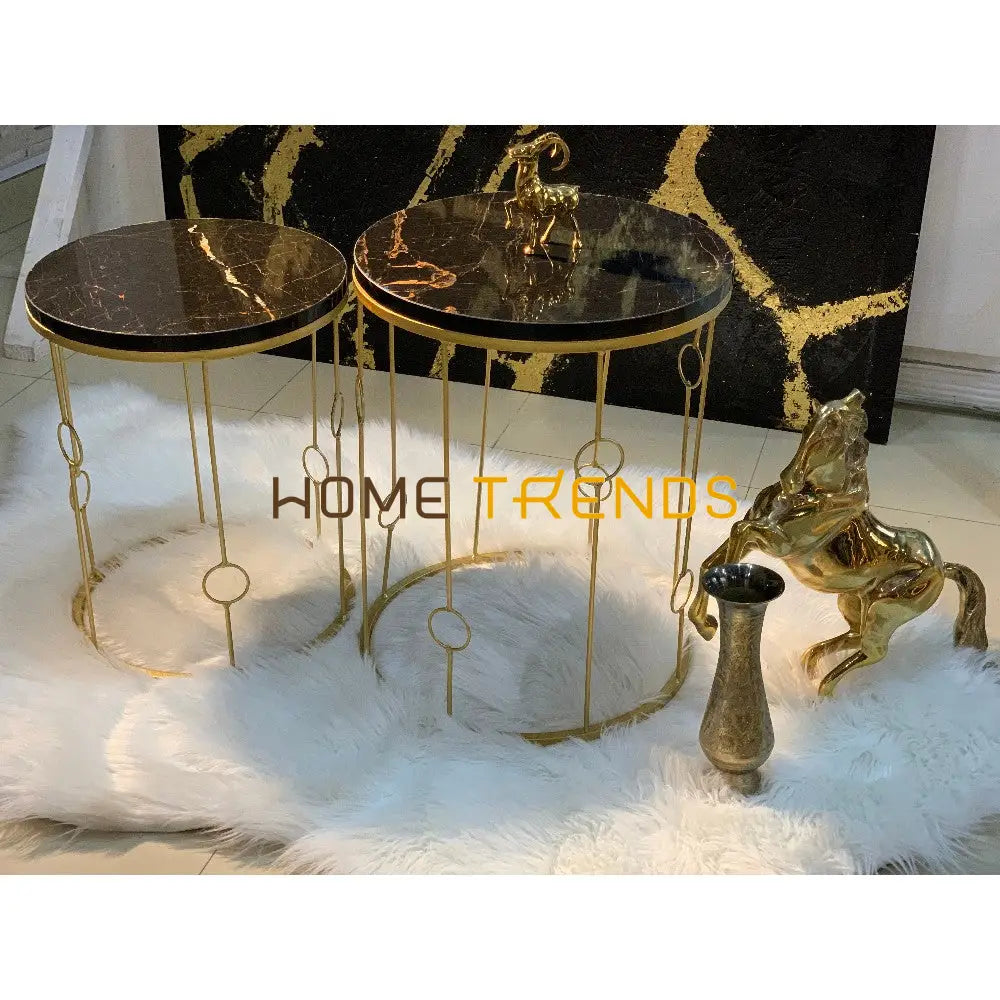 Black And Gold Round Accent Tables Set Of 2