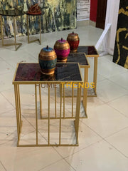 Black And Gold Straight Legs Nesting Tables Set Of 3