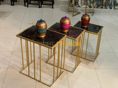 Black And Gold Straight Legs Nesting Tables Set Of 3