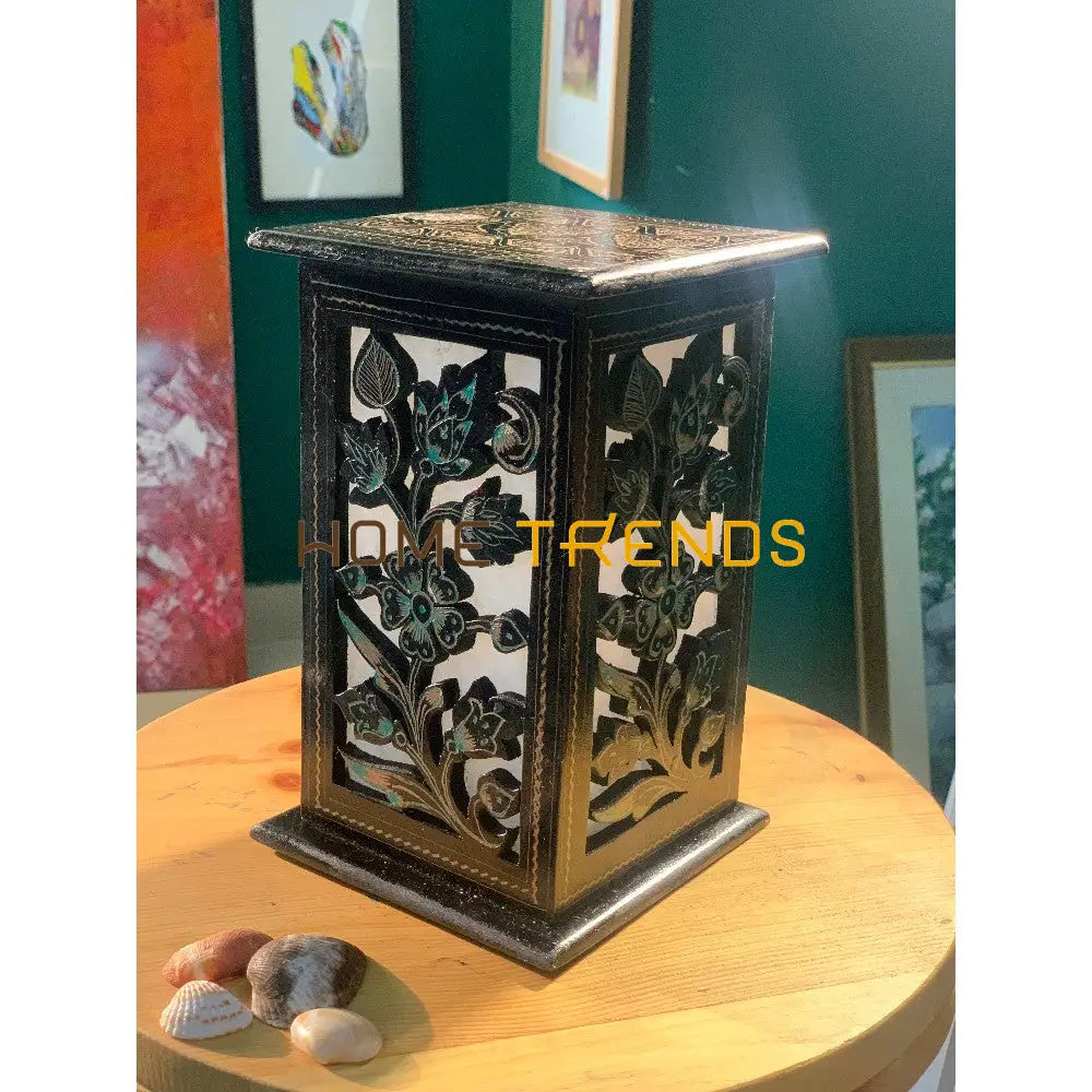 Black And Green Flower Wooden Lamp Lamps