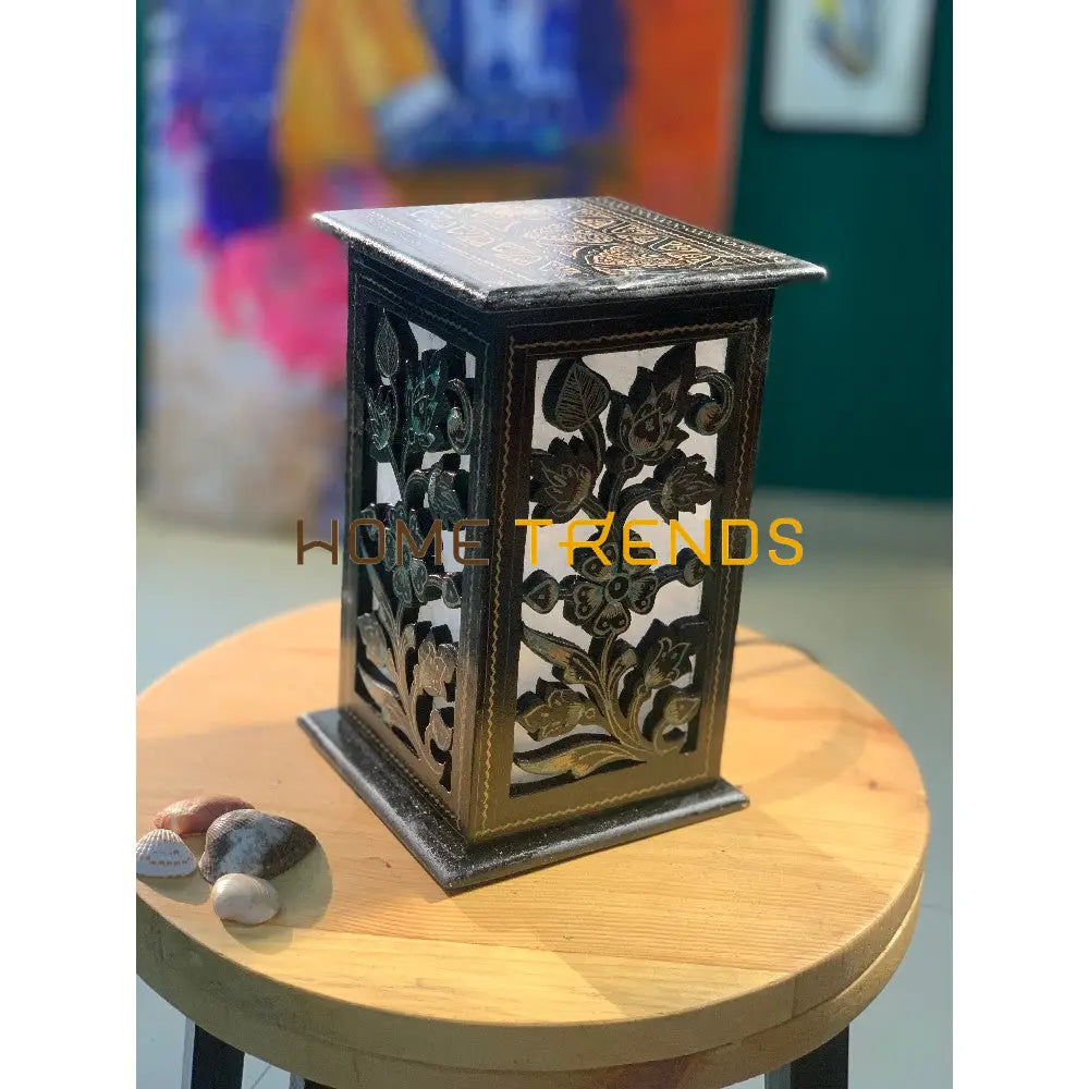 Black And Green Flower Wooden Lamp Lamps