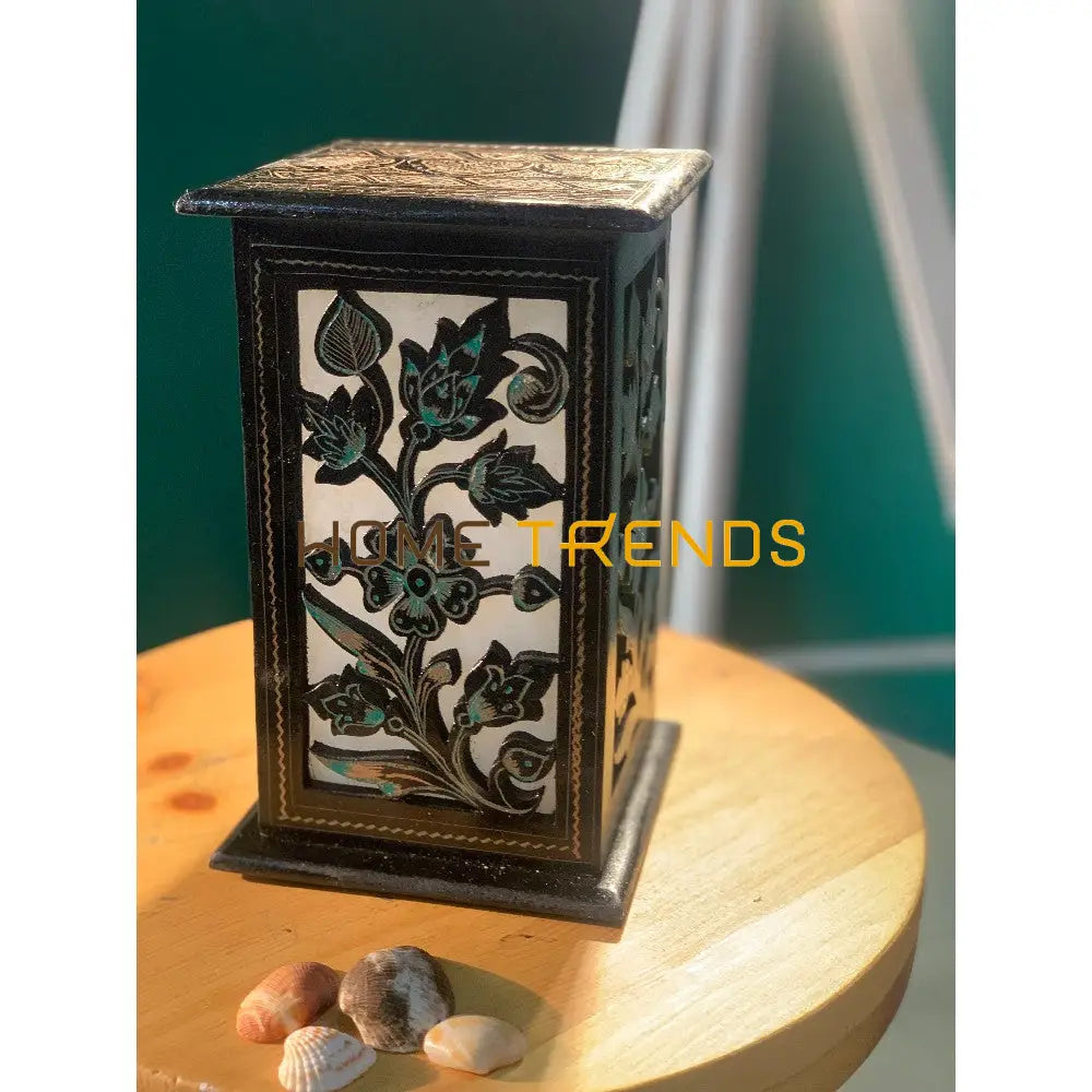 Black And Green Flower Wooden Lamp Lamps