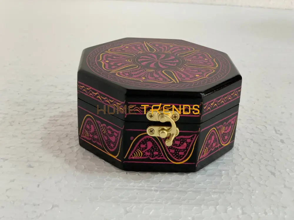 Black And Purple Octagonal Small Jewelry Box Boxes