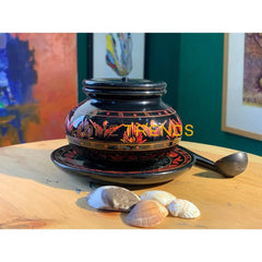 Black And Red Nakshi Sugar Pot Pots