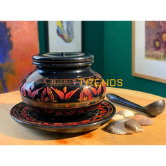 Black And Red Nakshi Sugar Pot Pots