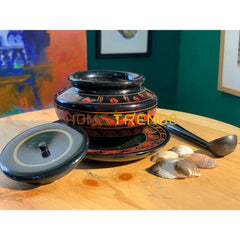 Black And Red Nakshi Sugar Pot Pots