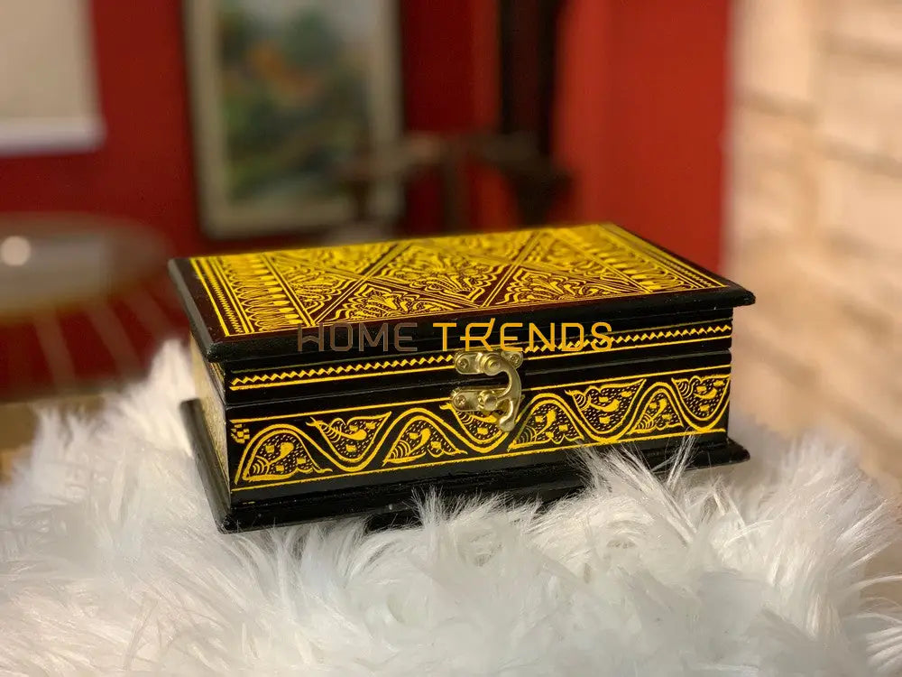 Black And Yellow Naqshi Jewelry Box Boxes