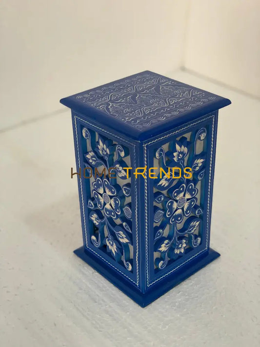 Blue And White Flower Wooden Lamp Lamps