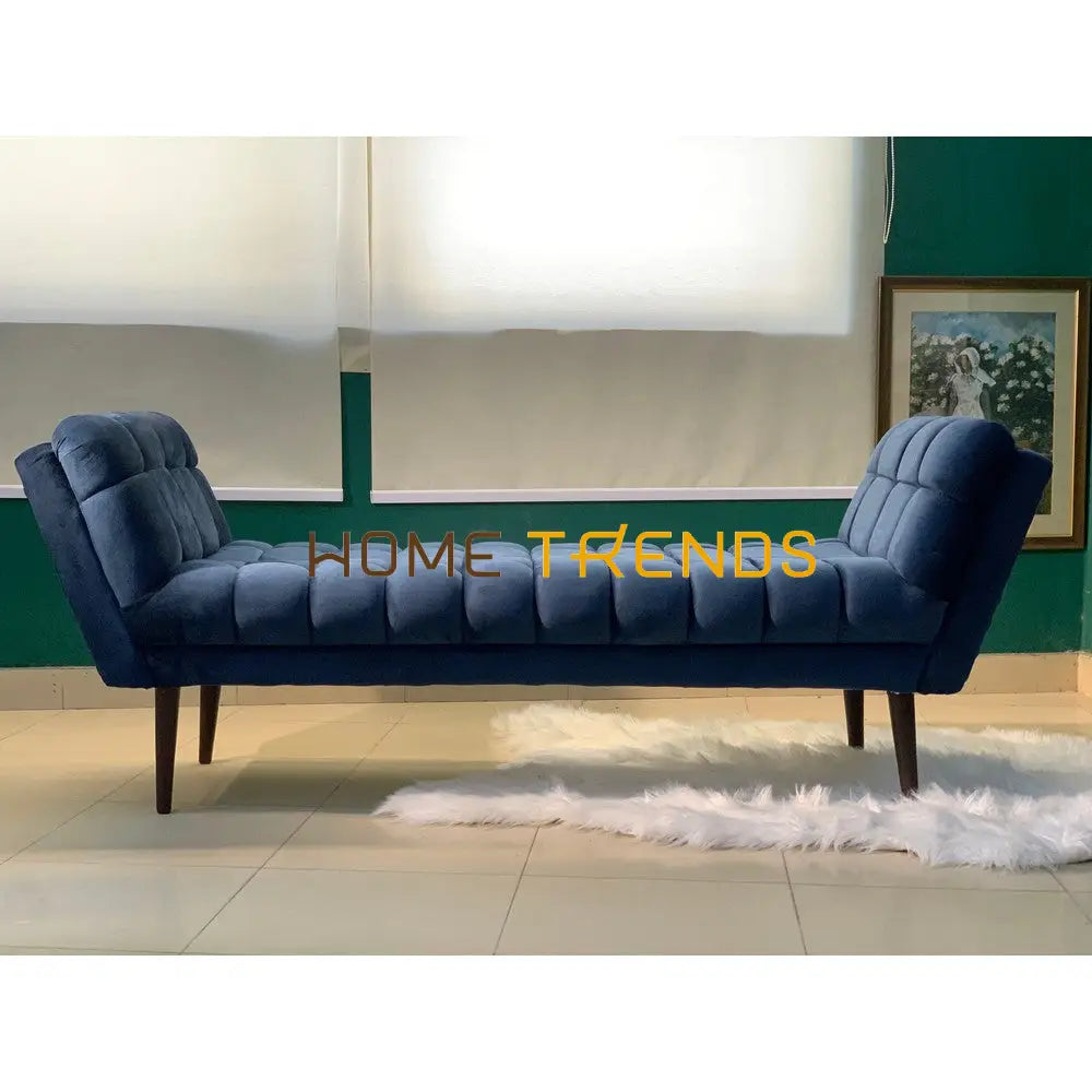 Boxpark Zinc Velvet Bench Blue Benches & Stools