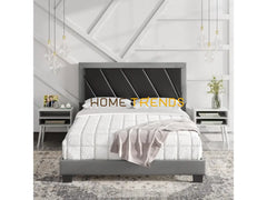 Boyd Sleep Soren Gray Faux Leather Upholstered Platform Bed