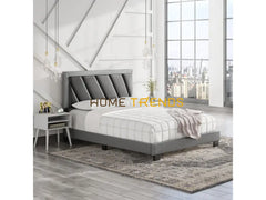 Boyd Sleep Soren Gray Faux Leather Upholstered Platform Bed