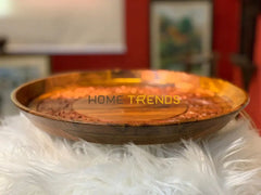 Brass Floral Design Round Carved Small Tray Set Of 3 Serving Trays