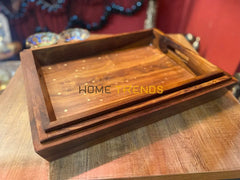 Brass Large Tray Set Serving Trays