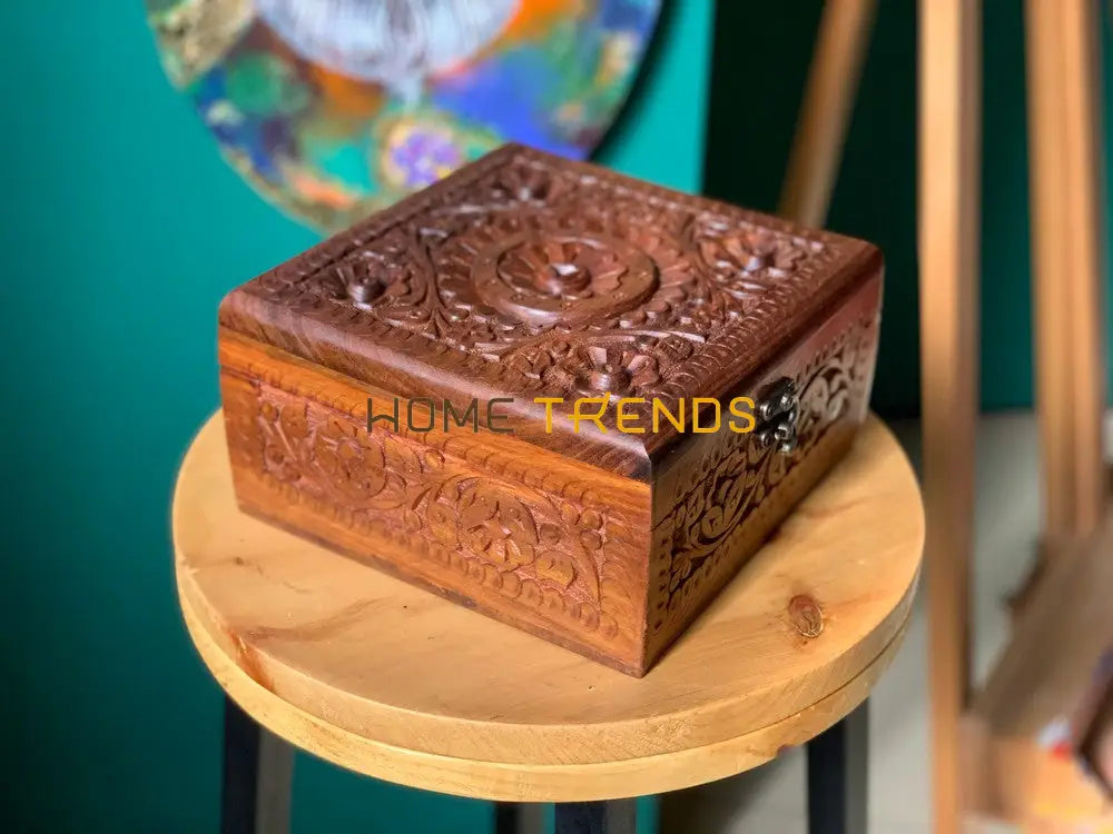 Brown Floral Design Jewelry Box Boxes