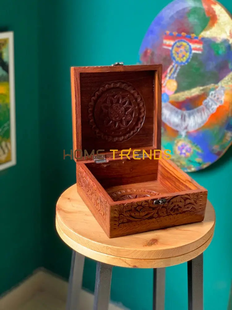 Brown Floral Design Jewelry Box Boxes