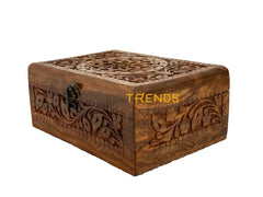 Brown Floral Design Large Jewelry Box Boxes